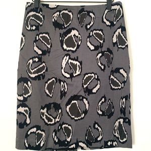 Ann Taylor Cotton Blend Womens Abstract Pattern Skirt Zipper Gray Black Size 4